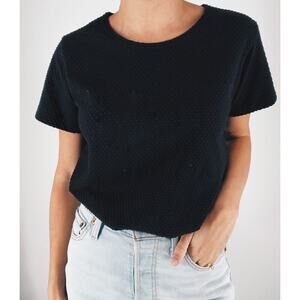 NWT Vintage Claudia Barnes Black Textured Short Sleeve Top Small
